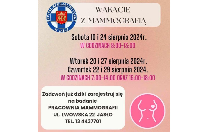 Plakat promujący badania mammograficzne