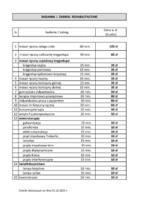Odpłatne świadczenia w zakresie fizjoterapii ambulatoryjnej.